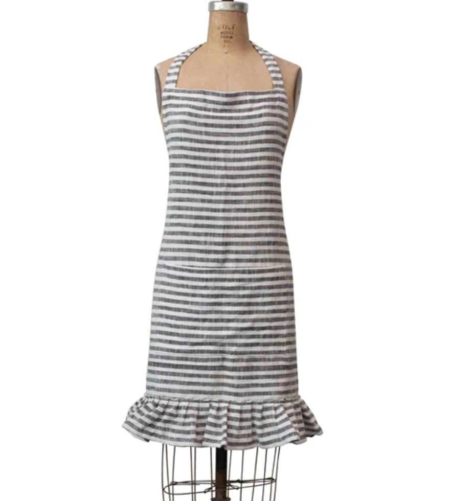 Striped Apron with Ruffle