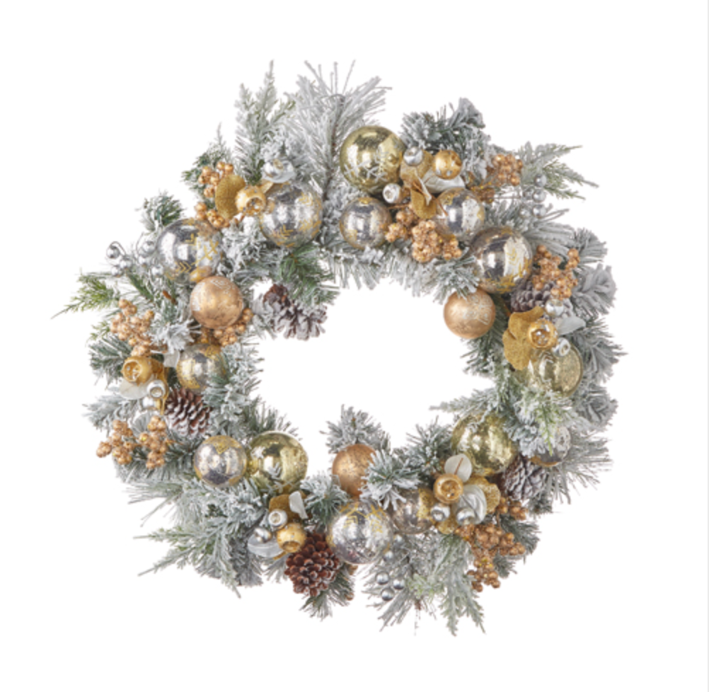 24" SNOWY MIXED WREATH