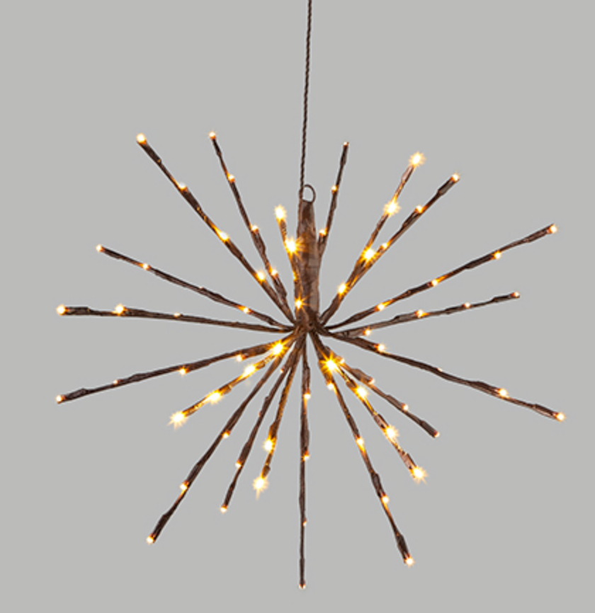 BROWN STARBURST LIGHTS W/80 WARM WHITE LED LIGHTS