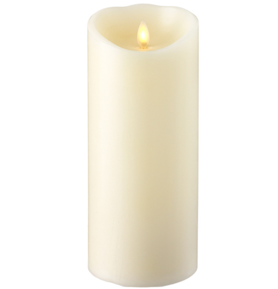 4" X 9" Push Flame Ivory Pillar Candle