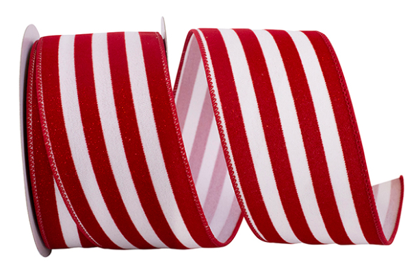 RIBBON STRIPED GRANDE VELVET SPARKLE WIRED EDGE 2.5"x10yd