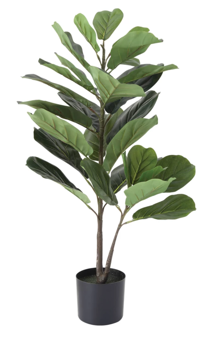 Faux Fiddle Fig Leaf Plant in Pot