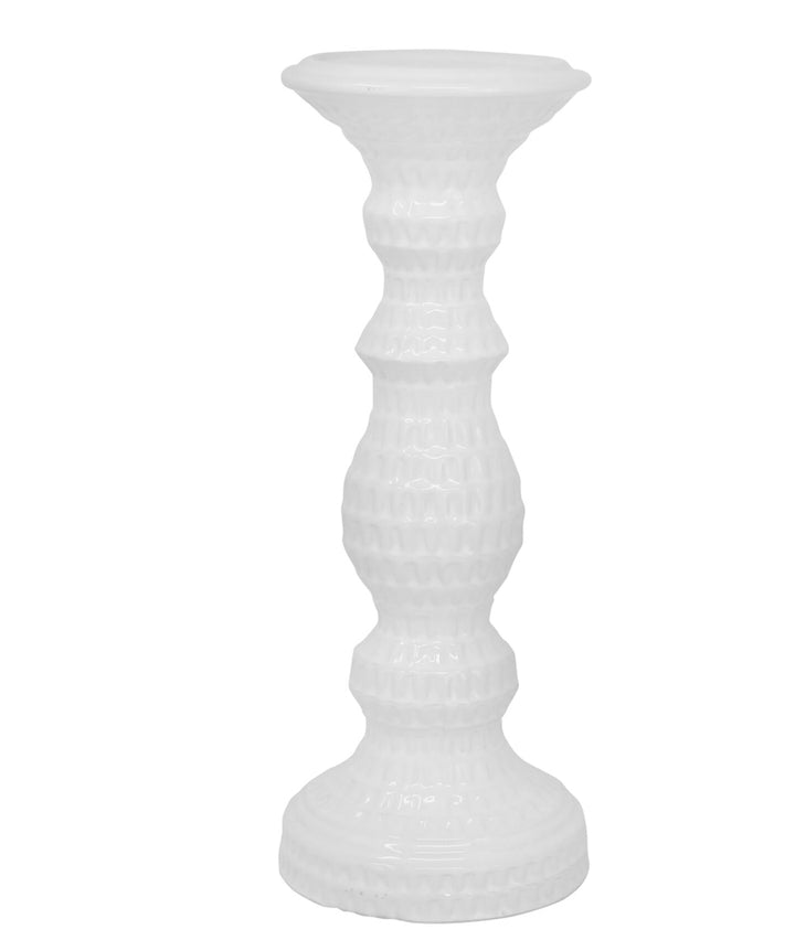 Candle Holder Dimpled White 12.25” SB