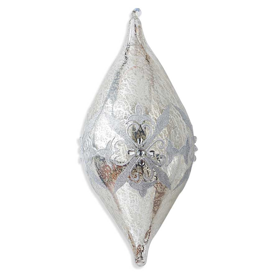 Mercury Glass Rhinestone Teardrop Ornament
