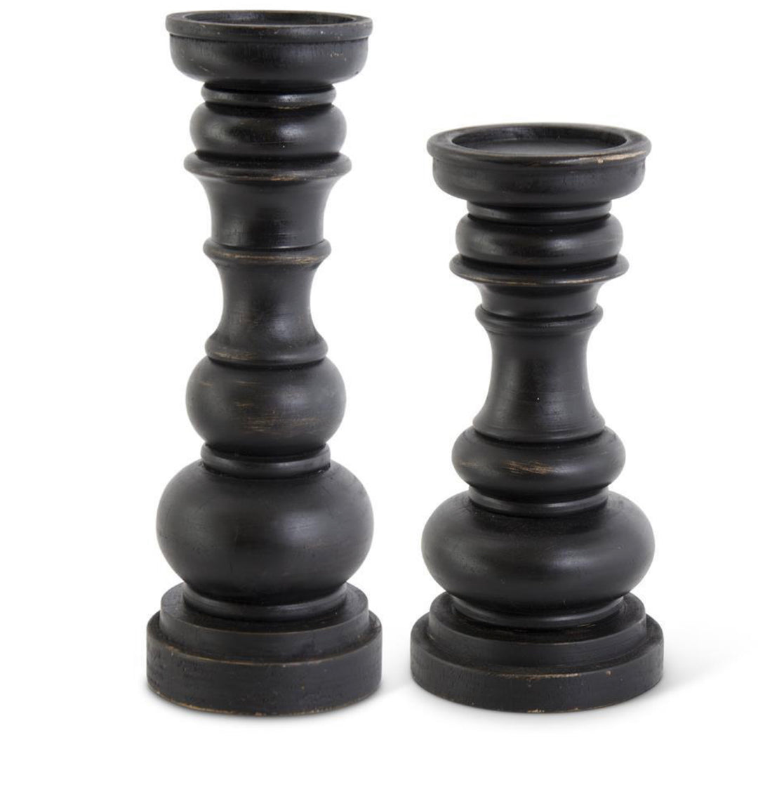 Rounded Black Pillar Candleholder