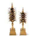 Metal Antique Gold Leaf Finials on Square Base Small KK