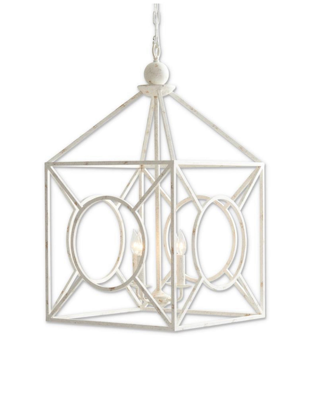 Chandelier White Weathered Metal