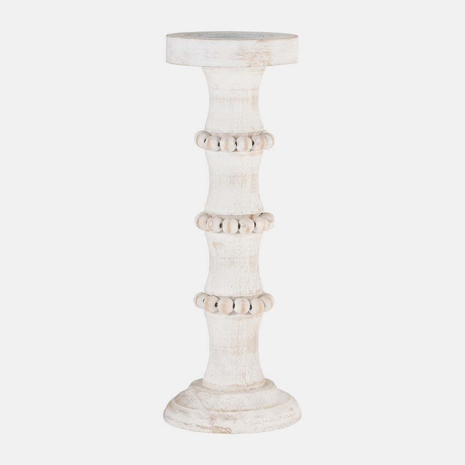 Candle Holder Antique Style Wood White 15"