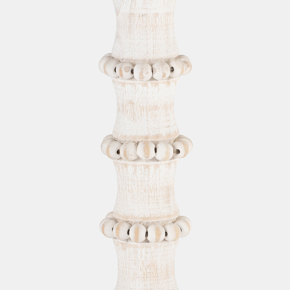 Candle Holder Antique Style Wood White 13"