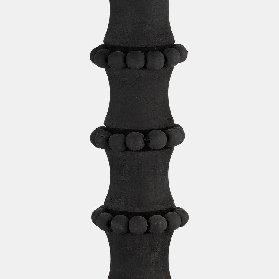 Candle Holder Antique Style Wood Black MD 13"