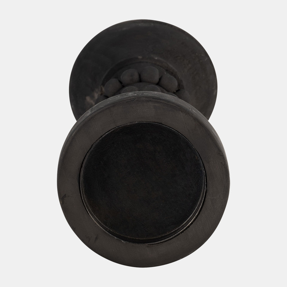Candle Holder Antique Style Wood Black MD 13"