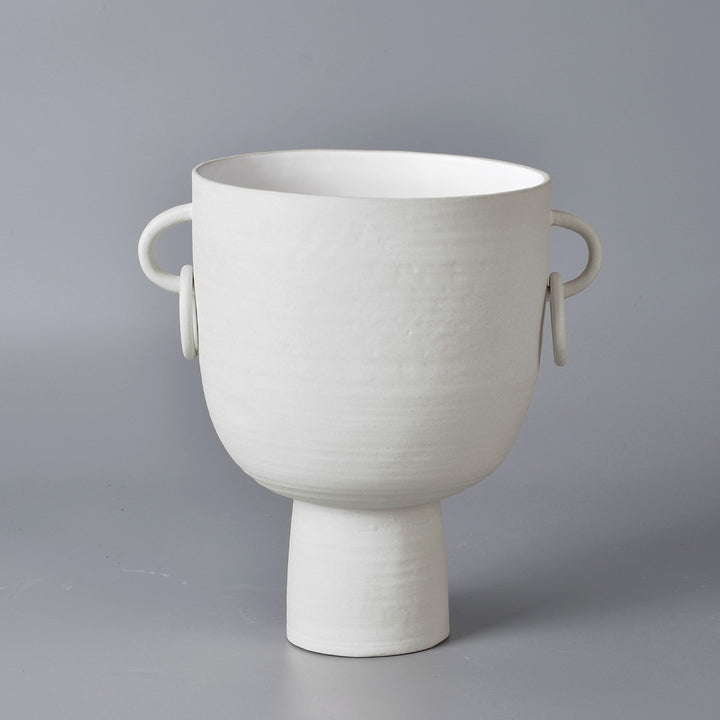Ceramic Vase With Handles, White