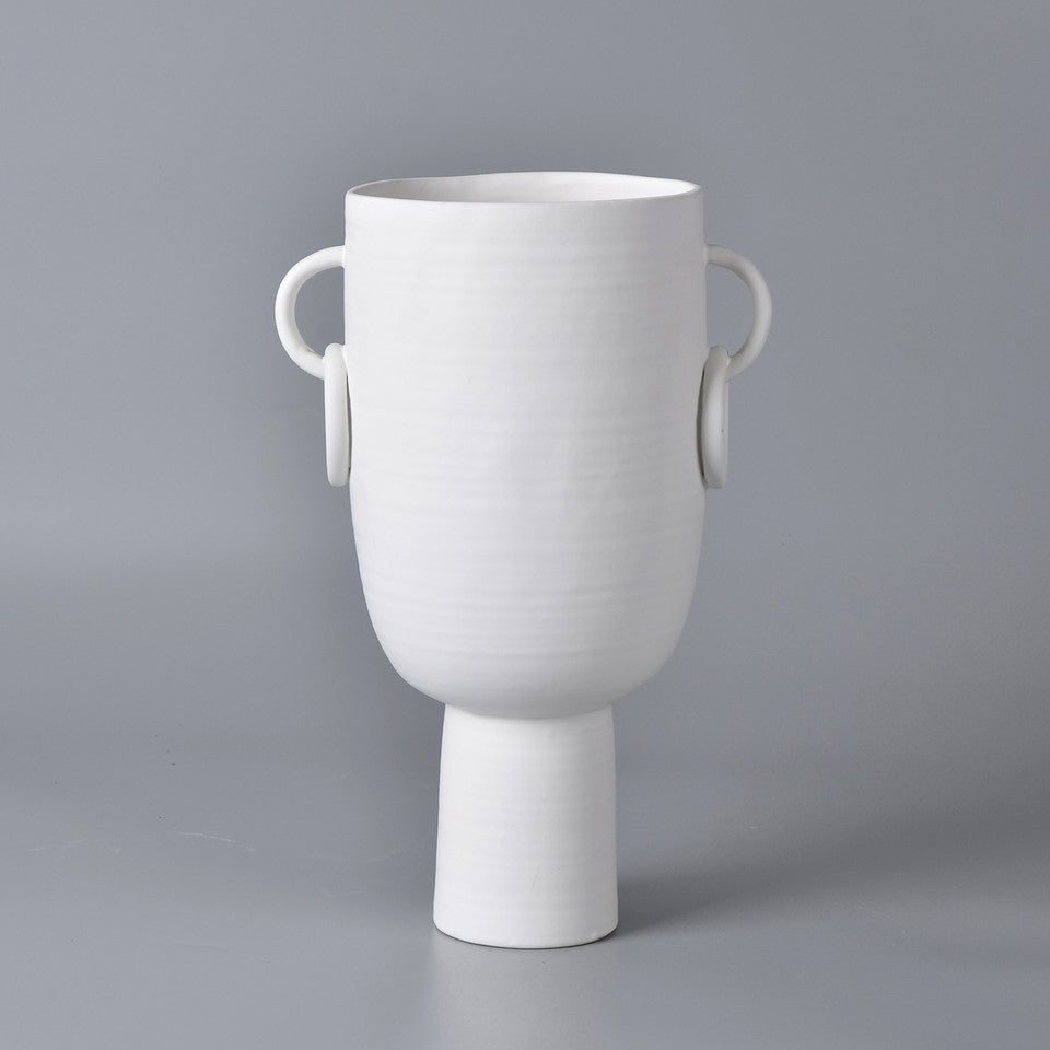 Ceramic Vase With Handles, White