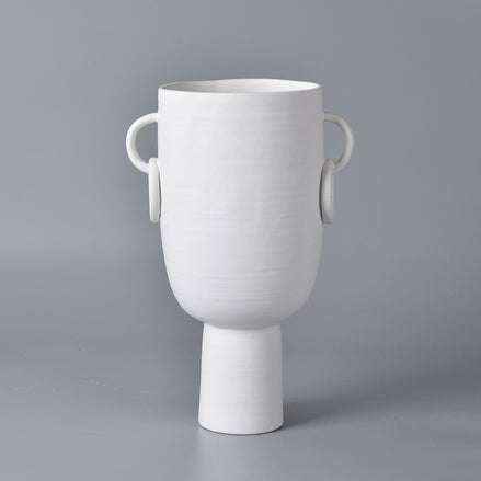 Ceramic Vase With Handles, White
