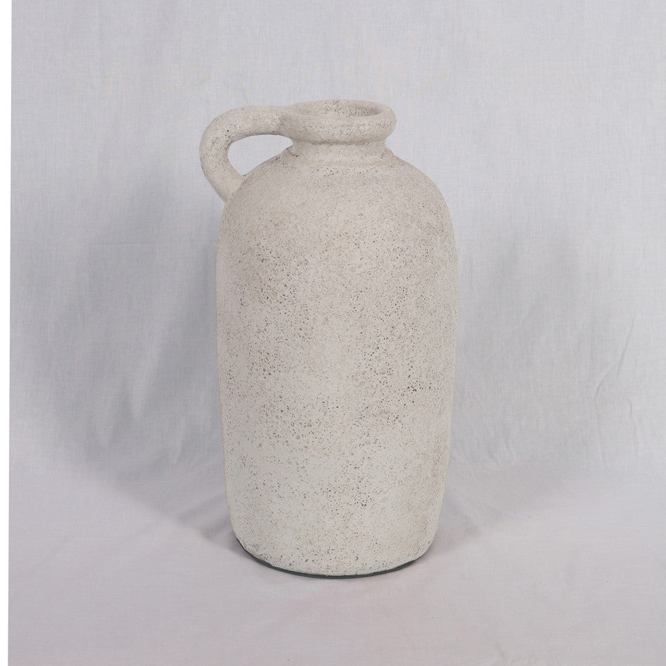 Terracotta Bottle Vase w/ Handle Ivory 16"