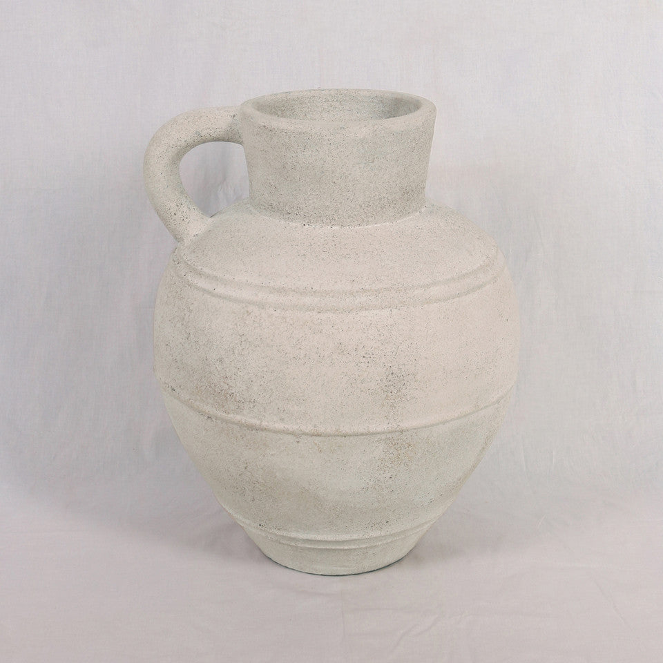 Terracotta Jug Vase w/ Handle Ivory 22"