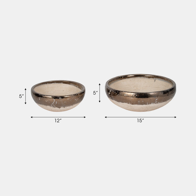 Bronze Rim Terracotta Bowl