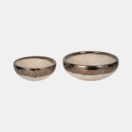 Bronze Rim Terracotta Bowl