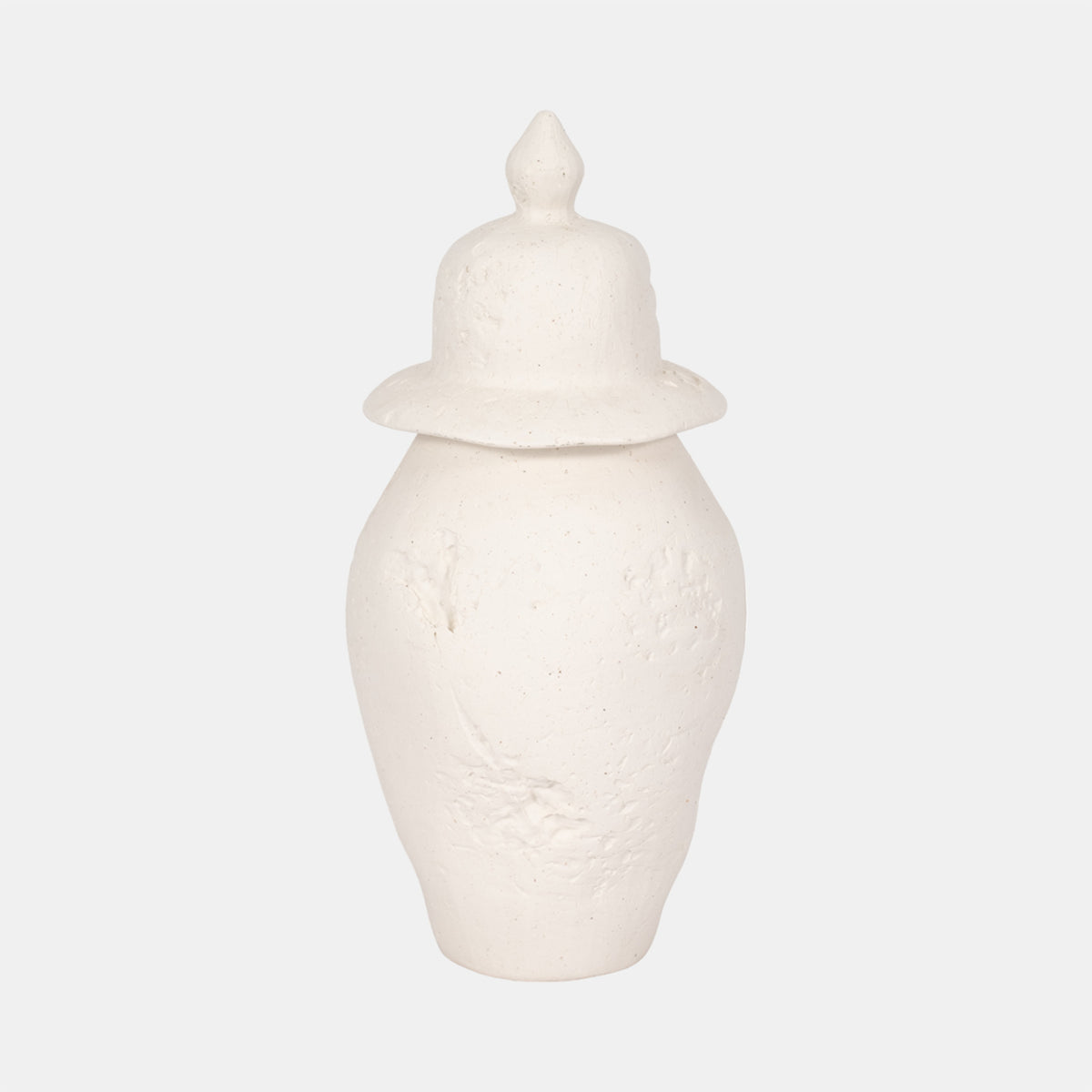 Cast Stone Finish Ivory Temple Jar