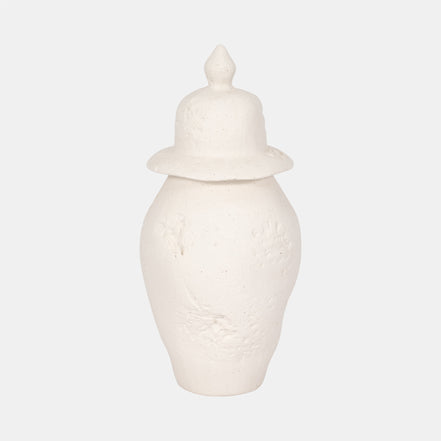 Cast Stone Finish Ivory Temple Jar