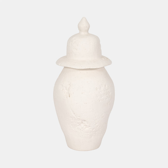Cast Stone Finish Ivory Temple Jar