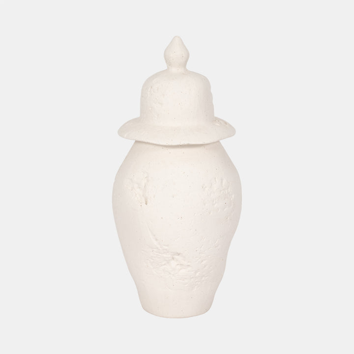 Cast Stone Finish Ivory Temple Jar