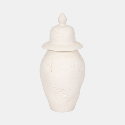 Cast Stone Finish Ivory Temple Jar