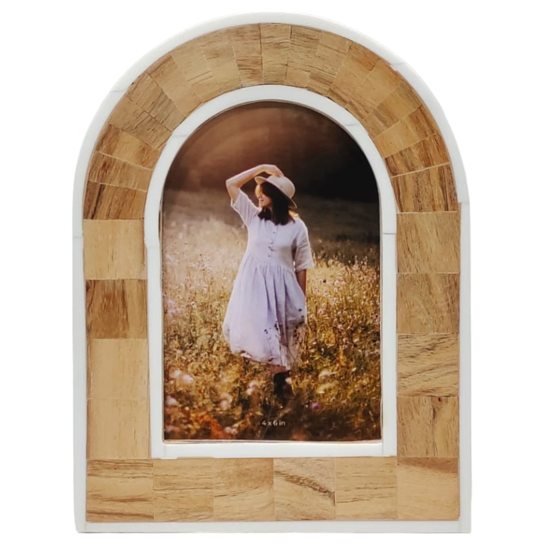 Wood Inlay Arch Photo Frame