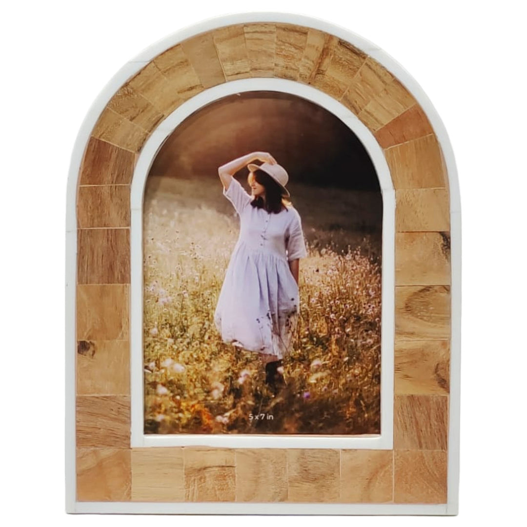 Wood Inlay Arch Photo Frame