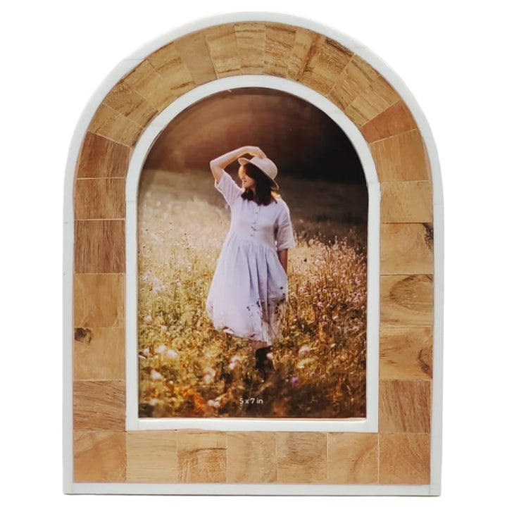 Wood Inlay Arch Photo Frame