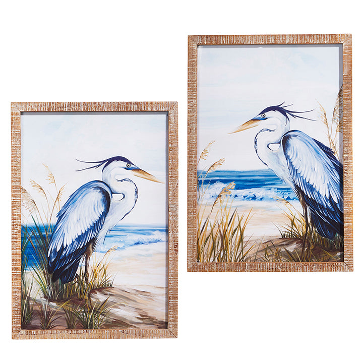 24" Blue Heron Framed Art