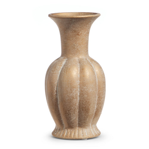 10" Ribbed Gold Vase