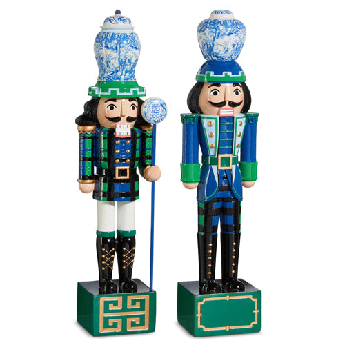Chinoiserie Tartan Nutcracker 19"