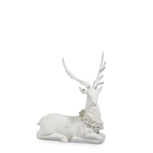 White Deer with Holly Wreath