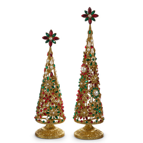 Pearl and Jeweled Trees with Gold Glitter
