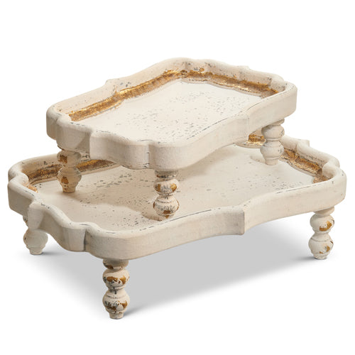 Distressed White Wood Trays