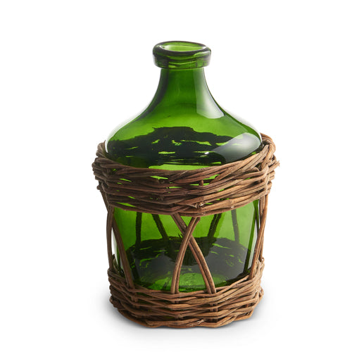 Green Bottle in Basket