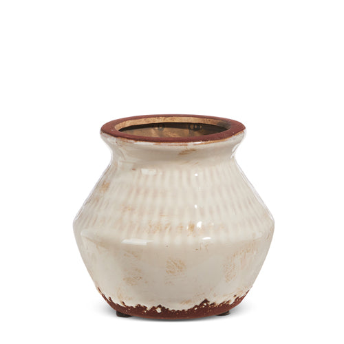 Distressed Ivory Pot