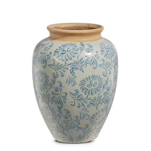 9.75" Blue Floral Pattern Urn