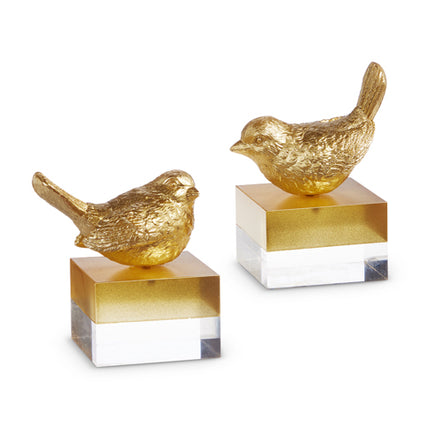 Gold Bird on Two Toned Block 5"