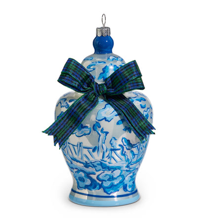 Chinoiserie Jar with Black Watch Bow Ornament
