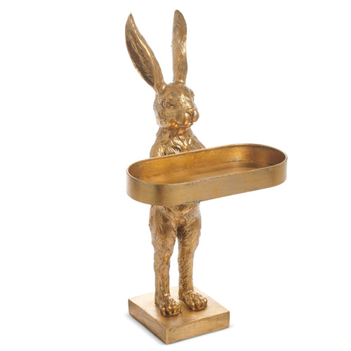18.25"  Gold Rabbit with Tray