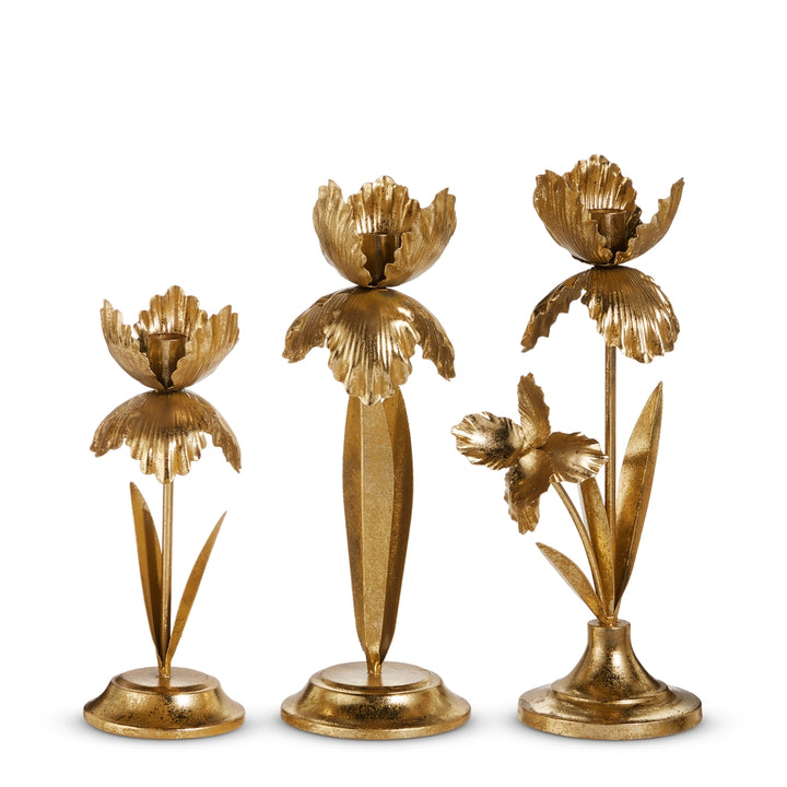 Gold Flower Candle Holder
