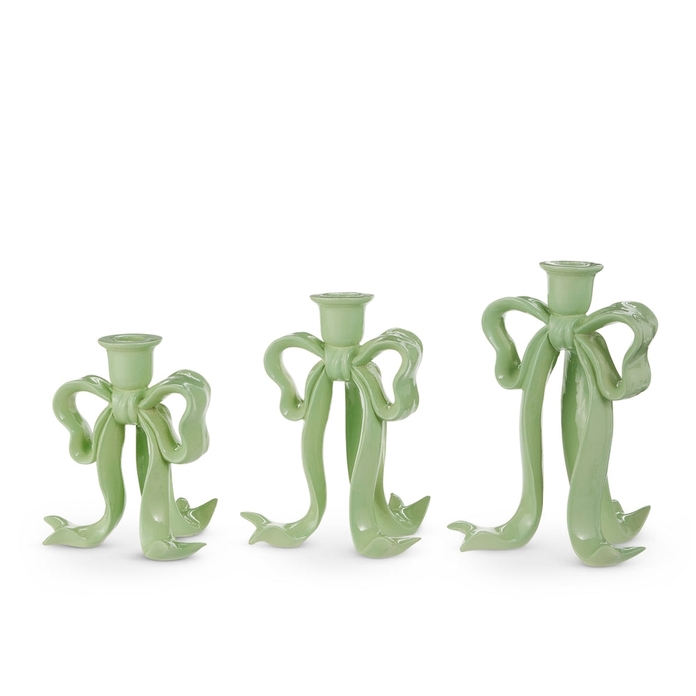 Green Bow Candlesticks