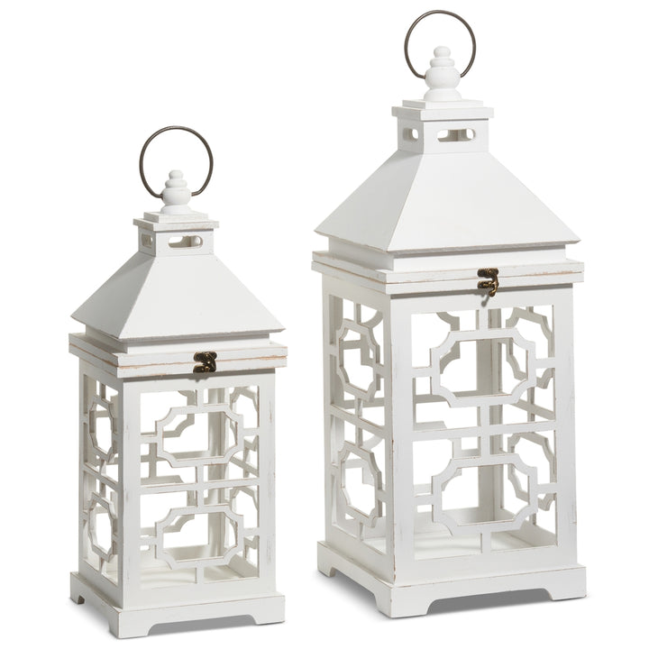 White Geometric Panel Lanterns