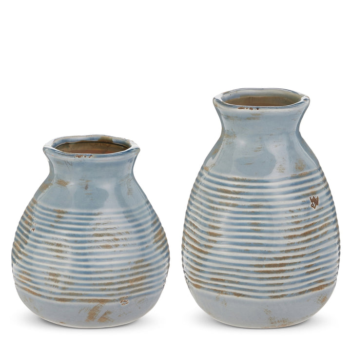 Distressed Blue Vases