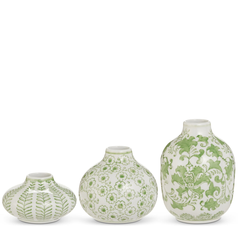 Green Floral Bud Vase