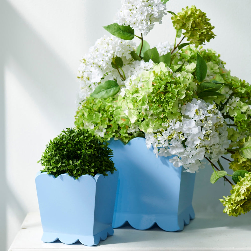 Blue Scalloped Planter