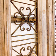 Pair of Antique Doors Wrought Iron and Glass Inlay