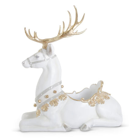 White Glittered Resin Ornate Jeweled Reindeer